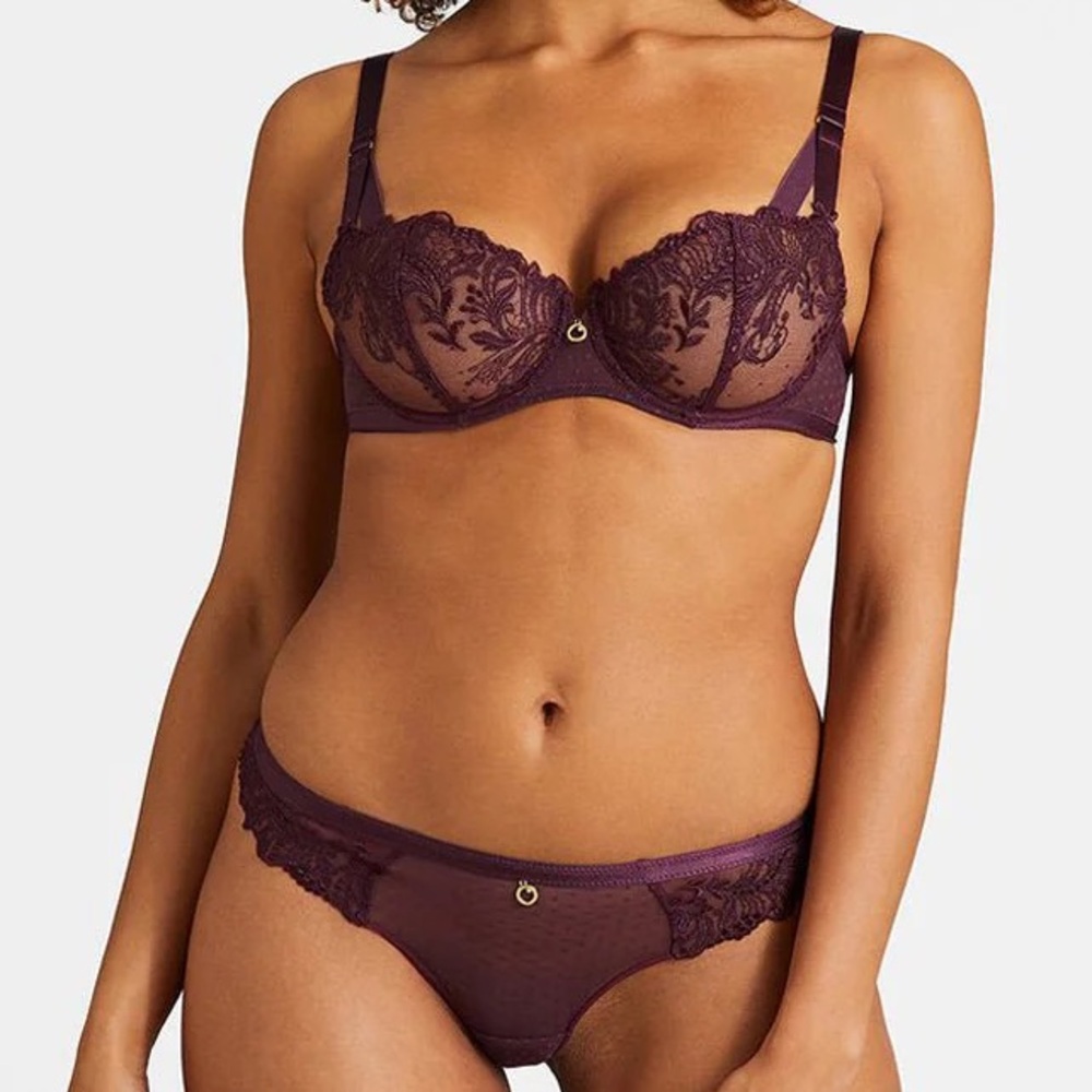 NWT Aubade FEMME PASSION demi bra 36E & briefs XL